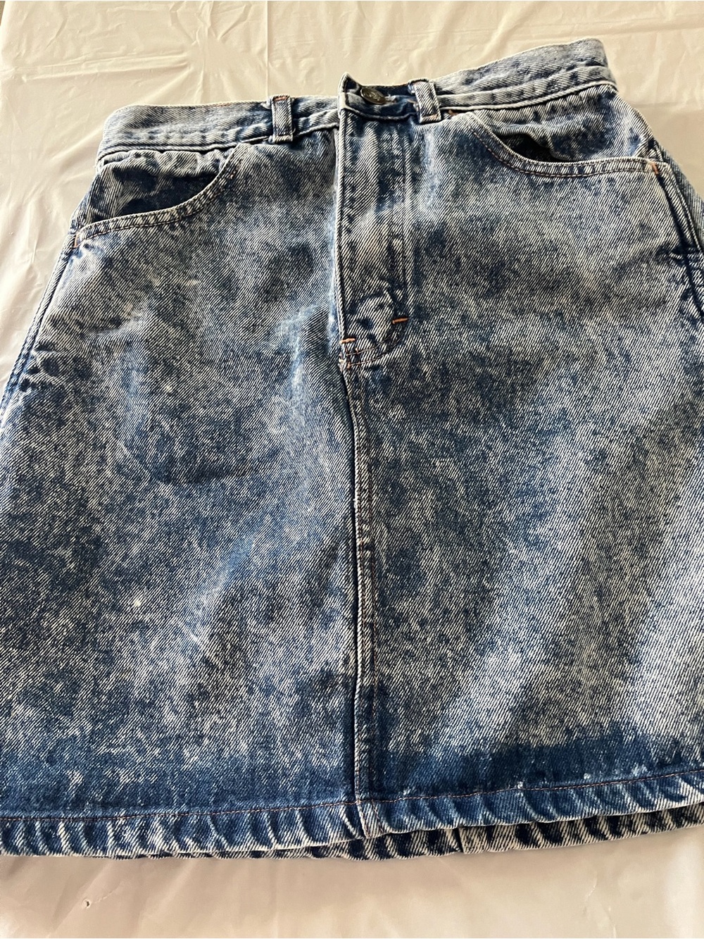 Women's Blue Acid-Wash Denim Mini Skirt
